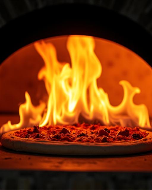 활활 타오르는 장작 화덕