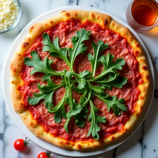 프로슈토와 루꼴라가 올라간 도마 시그니처 피자